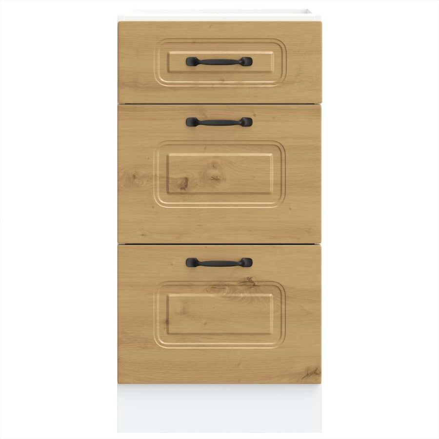 Keuken onderkast Kalmar bewerkt hout artisanaal eikenkleur