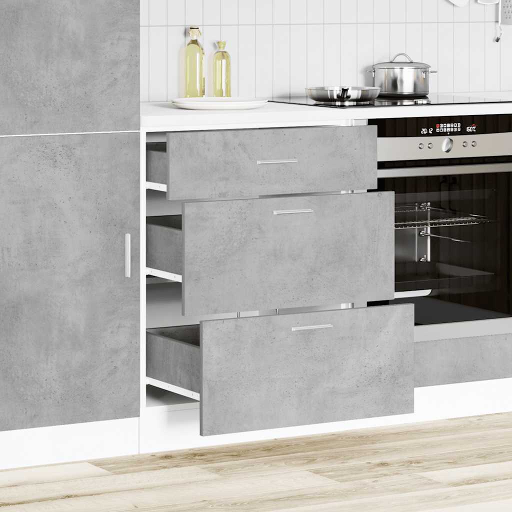 Keuken onderkast bewerkt hout betongrijs