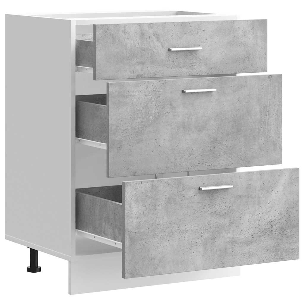 Keuken onderkast bewerkt hout betongrijs