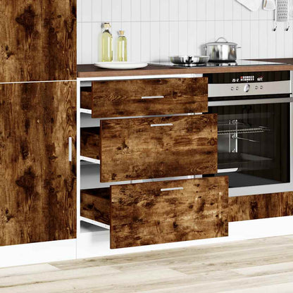 Keuken onderkast bewerkt hout gerookt eikenkleurig