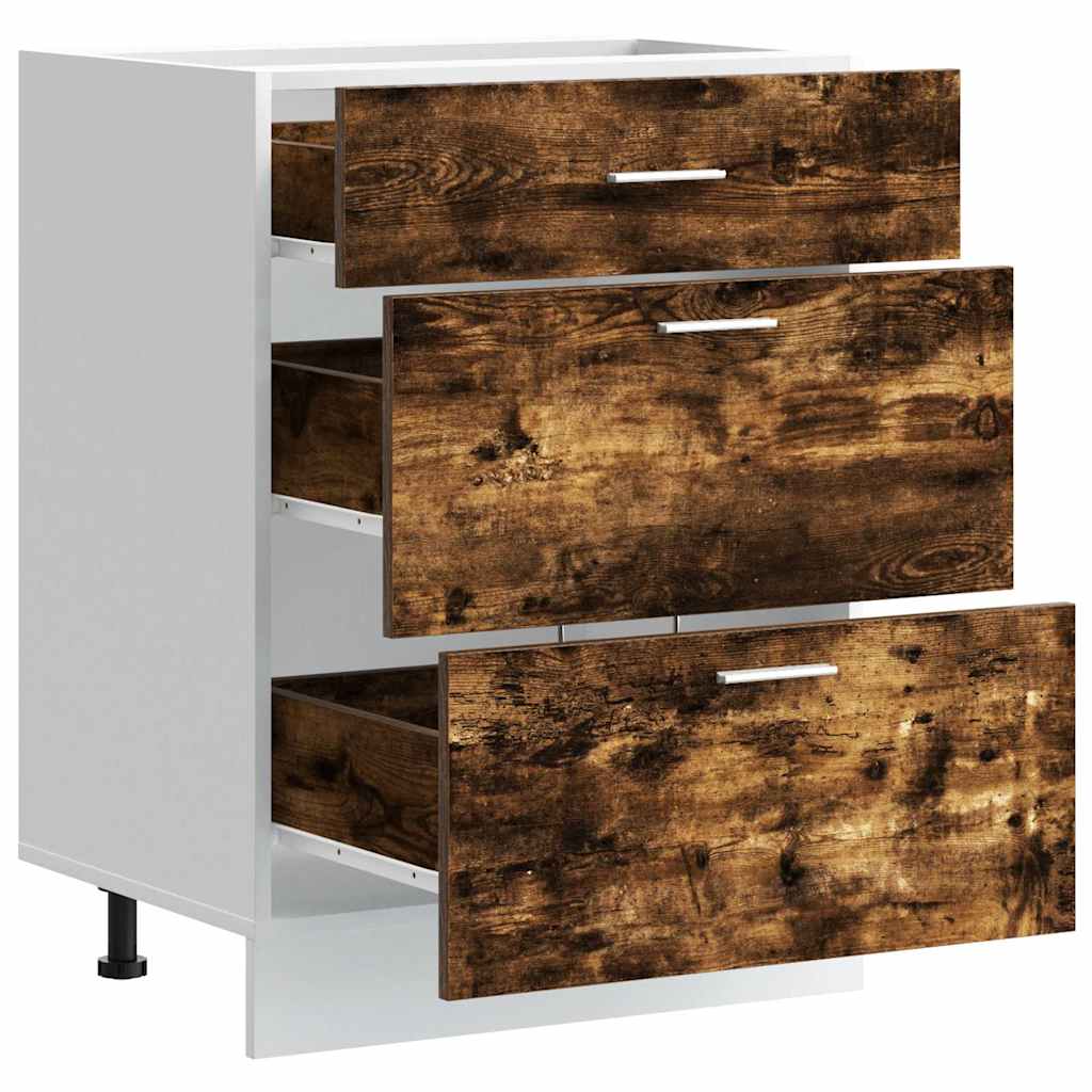Keuken onderkast bewerkt hout gerookt eikenkleurig