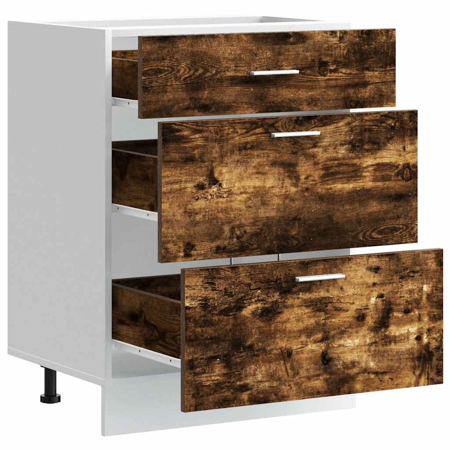 Keuken onderkast bewerkt hout gerookt eikenkleurig