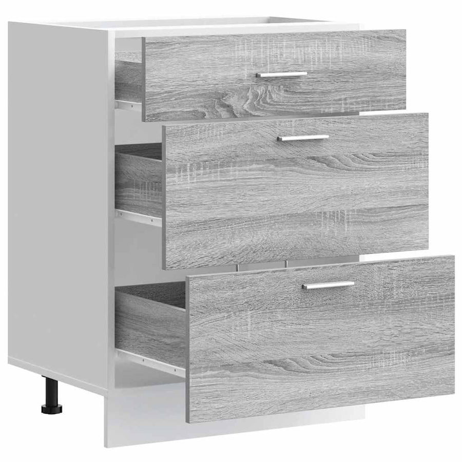 Keuken onderkast bewerkt hout grijs sonoma eikenkleur