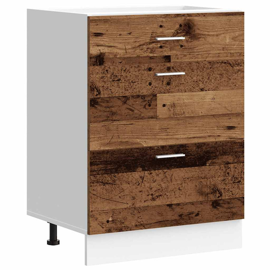 Keuken onderkast bewerkt hout oud houtkleurig