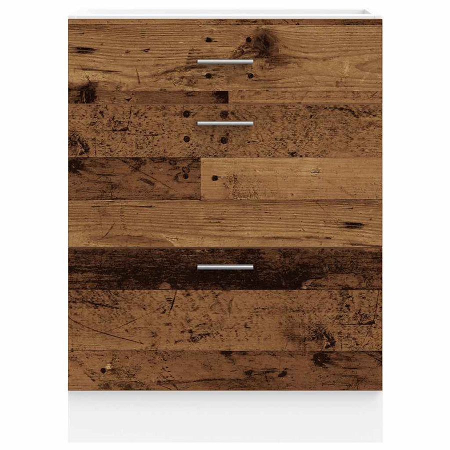 Keuken onderkast bewerkt hout oud houtkleurig