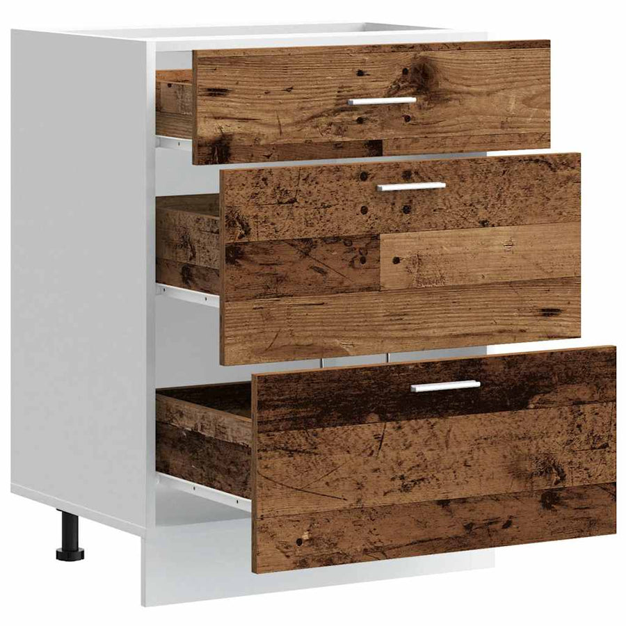 Keuken onderkast bewerkt hout oud houtkleurig