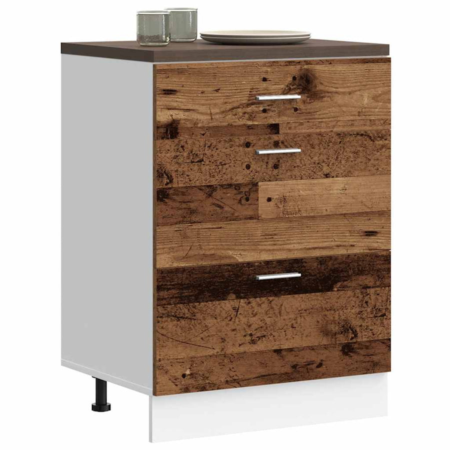 Keuken onderkast bewerkt hout oud houtkleurig