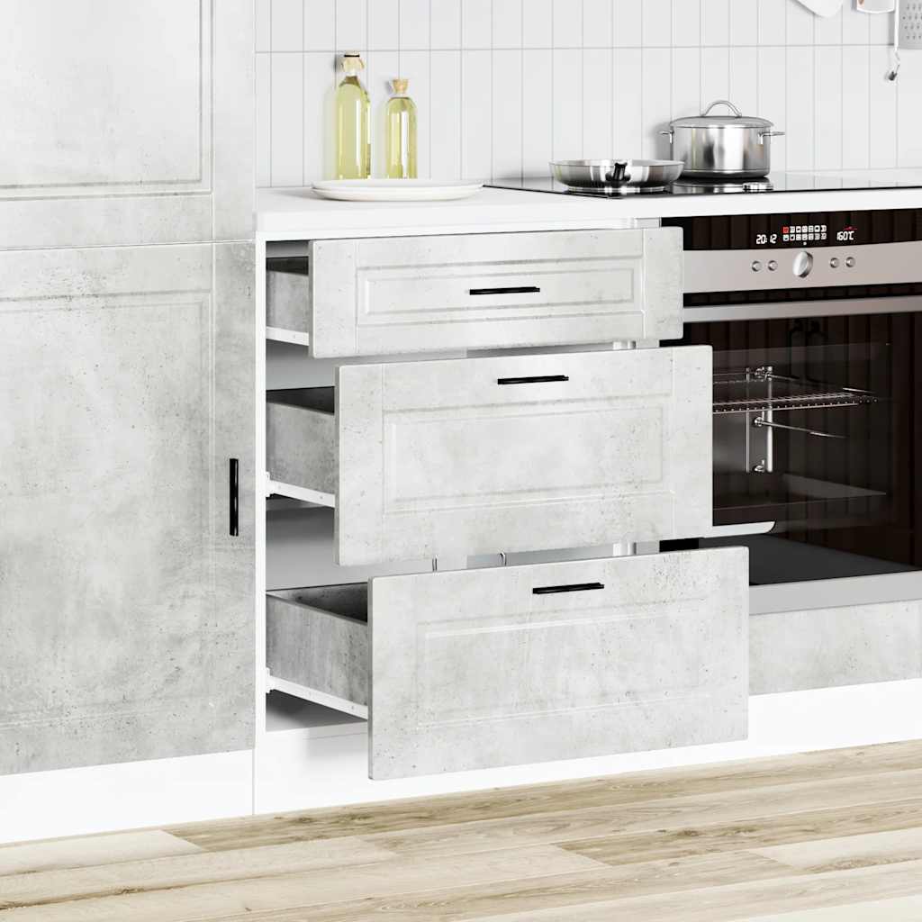 Keuken onderkast Porto bewerkt hout betongrijs