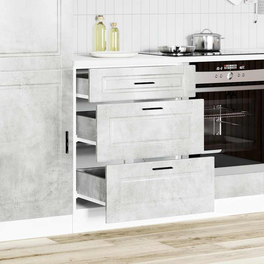 Keuken onderkast Porto bewerkt hout betongrijs