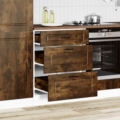 Keuken onderkast Porto bewerkt hout gerookt eikenkleurig