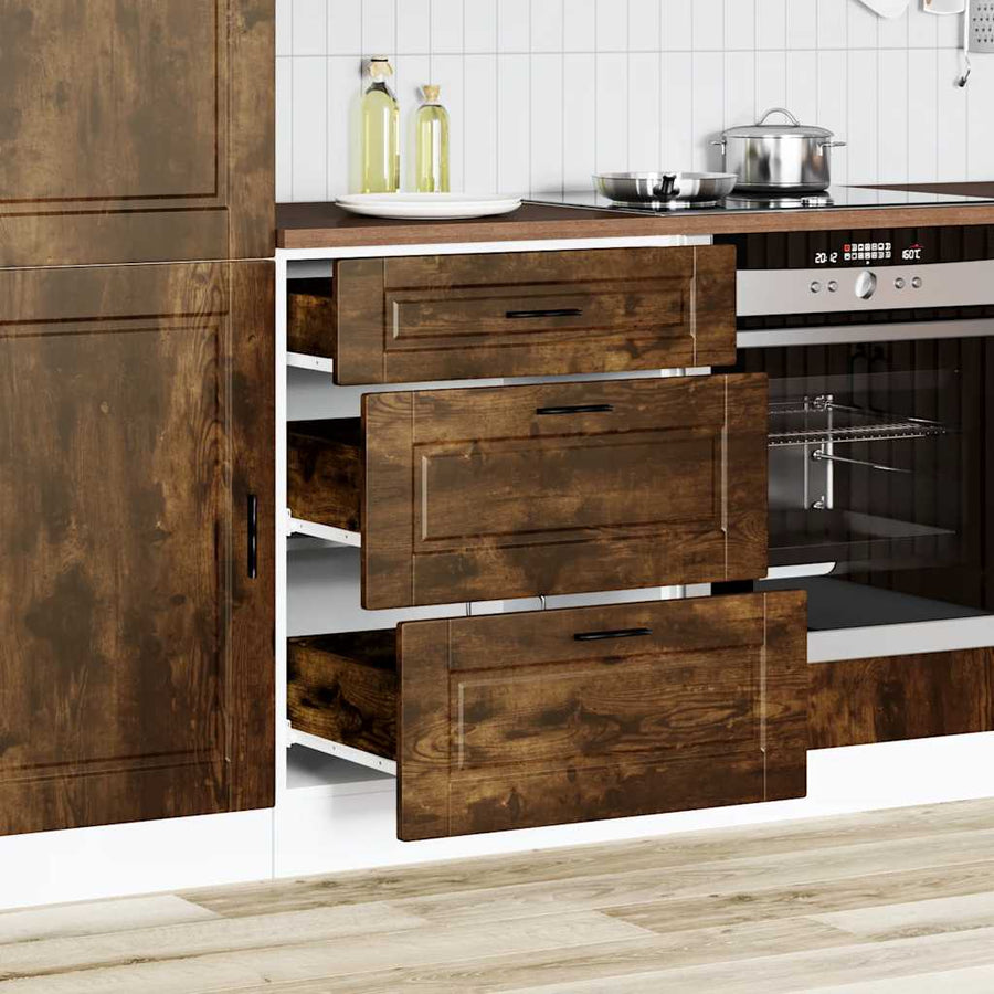 Keuken onderkast Porto bewerkt hout gerookt eikenkleurig