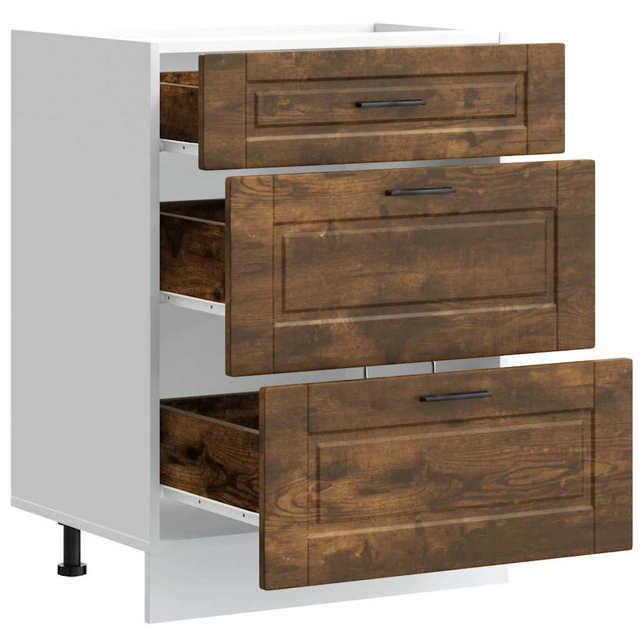 Keuken onderkast Porto bewerkt hout gerookt eikenkleurig