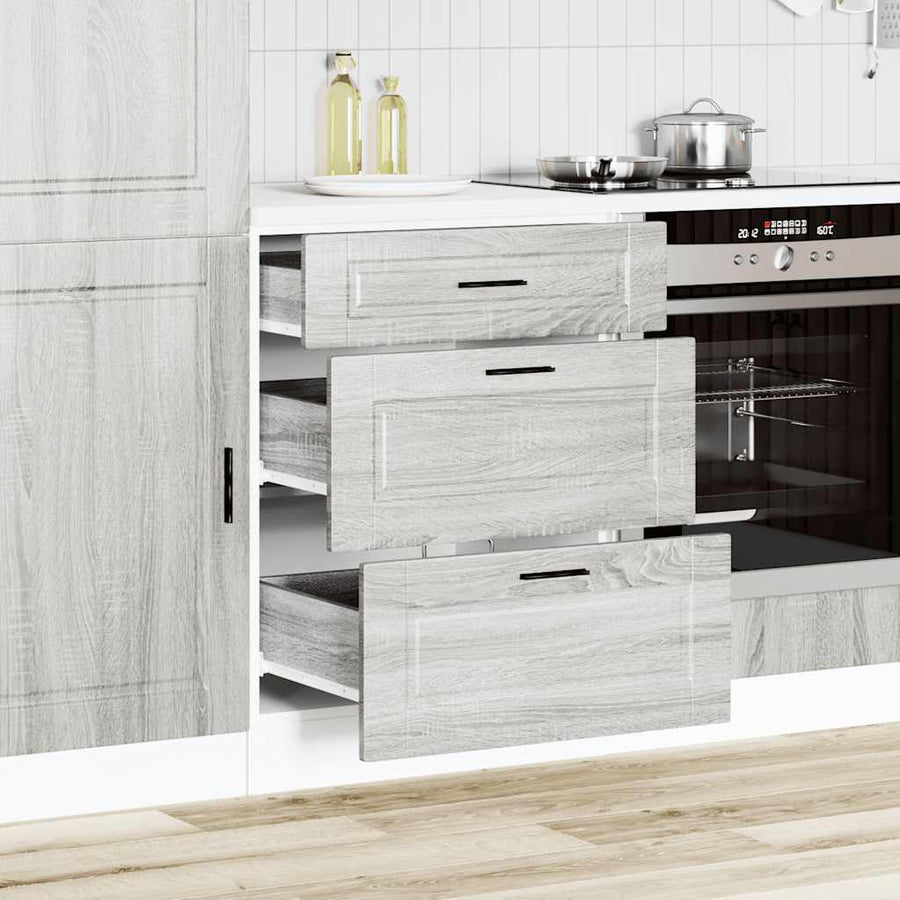 Keuken onderkast Porto bewerkt hout grijs sonoma eiken