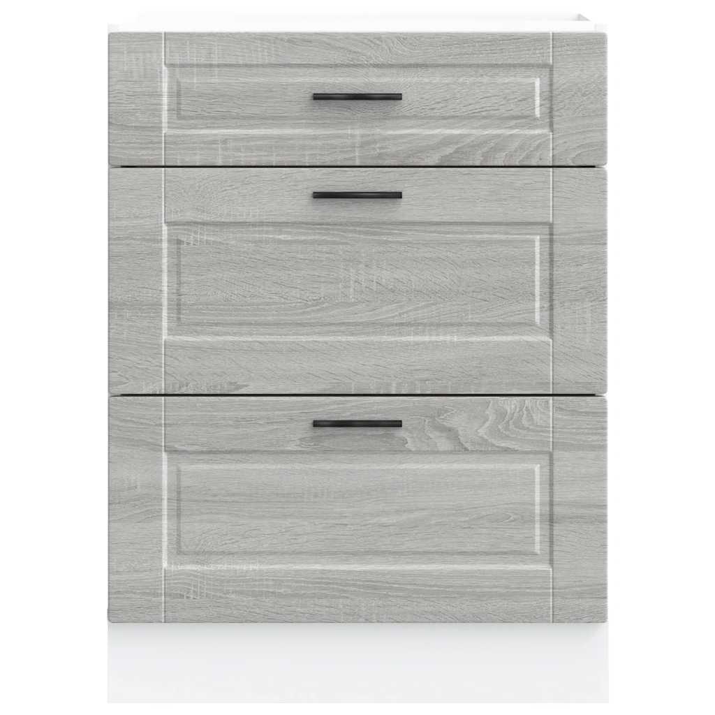 Keuken onderkast Porto bewerkt hout grijs sonoma eiken