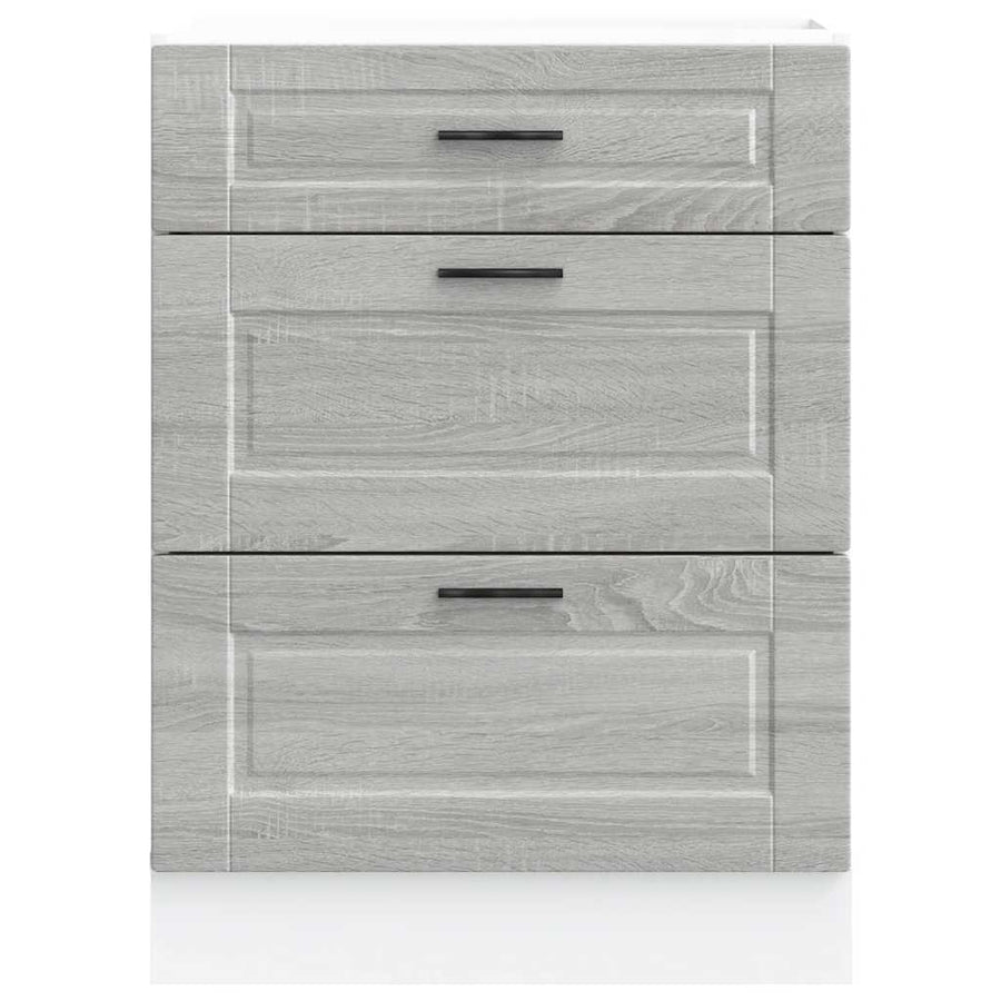 Keuken onderkast Porto bewerkt hout grijs sonoma eiken