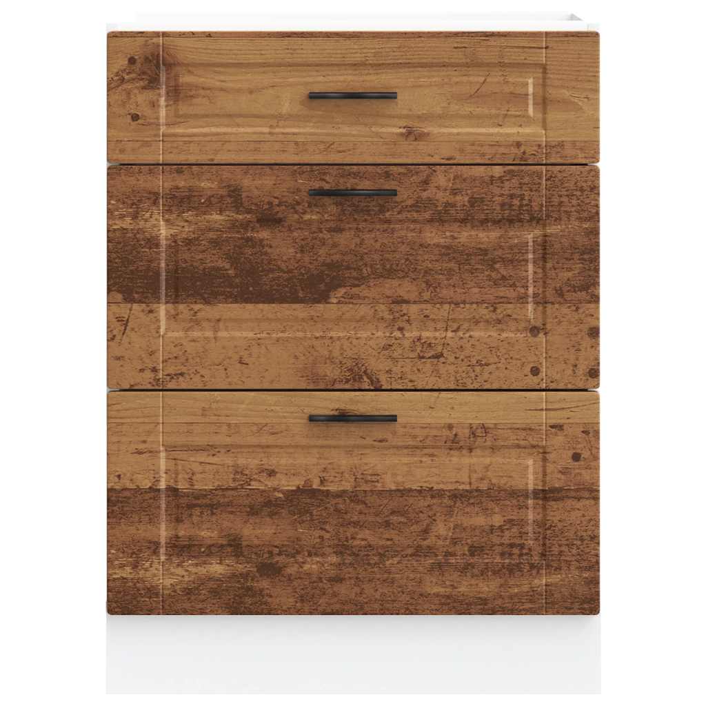 Keuken onderkast Porto bewerkt hout oud houtkleurig