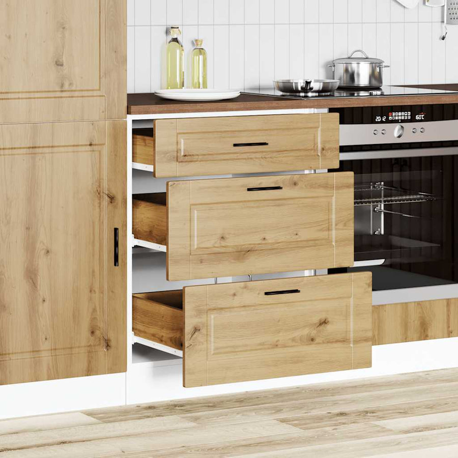 Keuken onderkast Porto bewerkt hout artisanaal eikenkleur