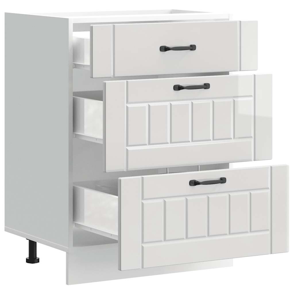 Keuken onderkast Lucca bewerkt hout hoogglans wit