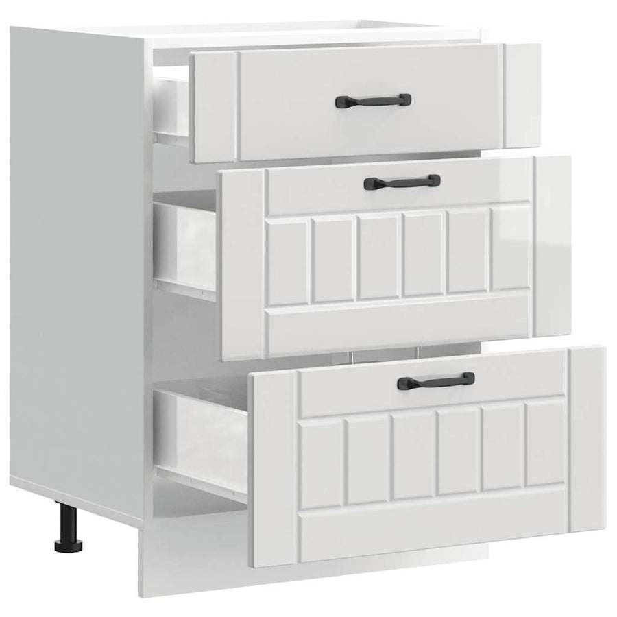 Keuken onderkast Lucca bewerkt hout hoogglans wit