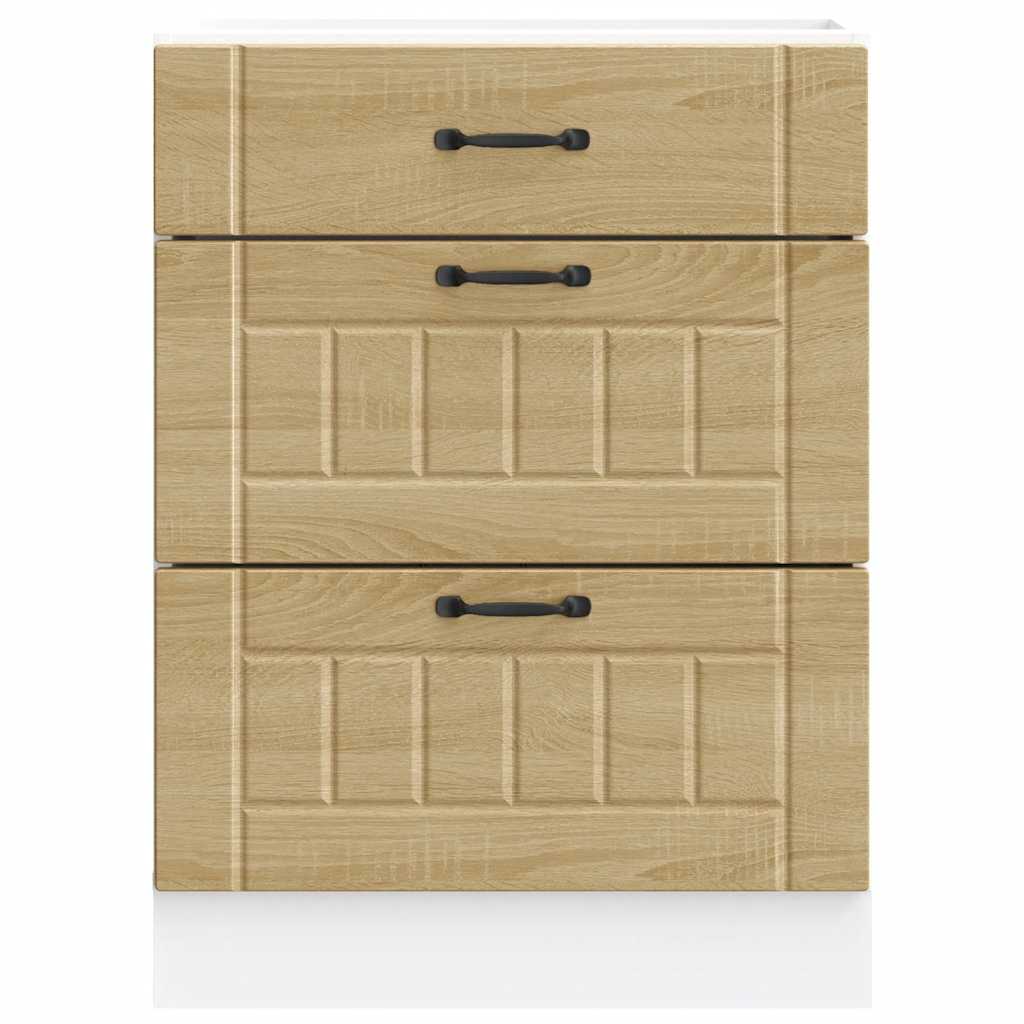 Keuken onderkast Lucca bewerkt hout sonoma eikenkleurig