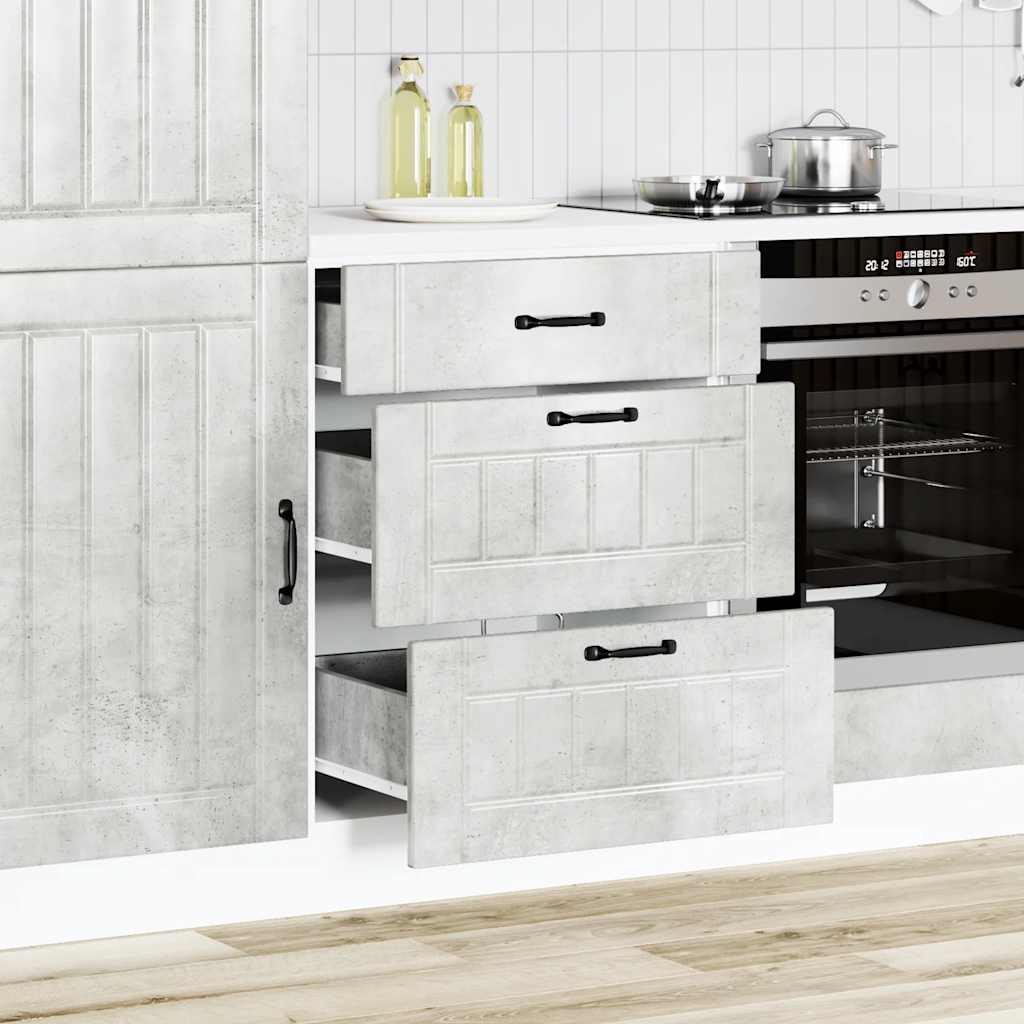 Keuken onderkast Lucca bewerkt hout betongrijs