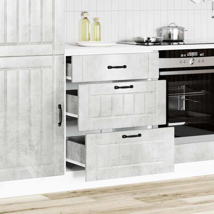 Keuken onderkast Lucca bewerkt hout betongrijs