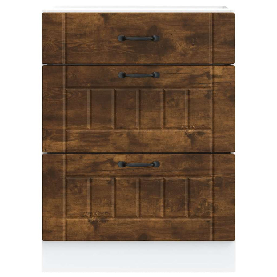 Keuken onderkast Lucca bewerkt hout gerookt eikenkleurig