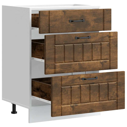 Keuken onderkast Lucca bewerkt hout gerookt eikenkleurig