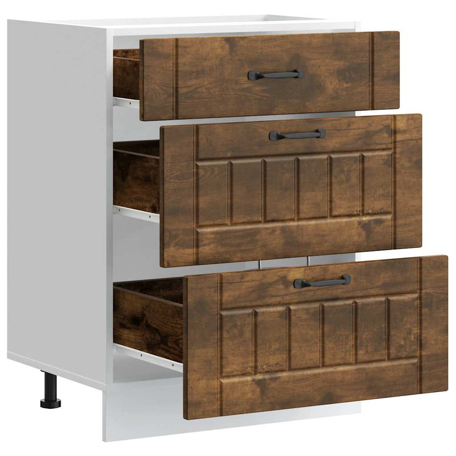 Keuken onderkast Lucca bewerkt hout gerookt eikenkleurig