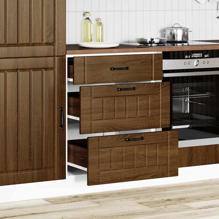 Keuken onderkast Lucca bewerkt hout bruin eikenkleur