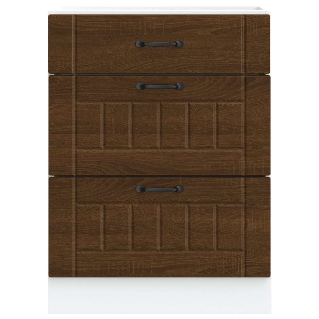 Keuken onderkast Lucca bewerkt hout bruin eikenkleur