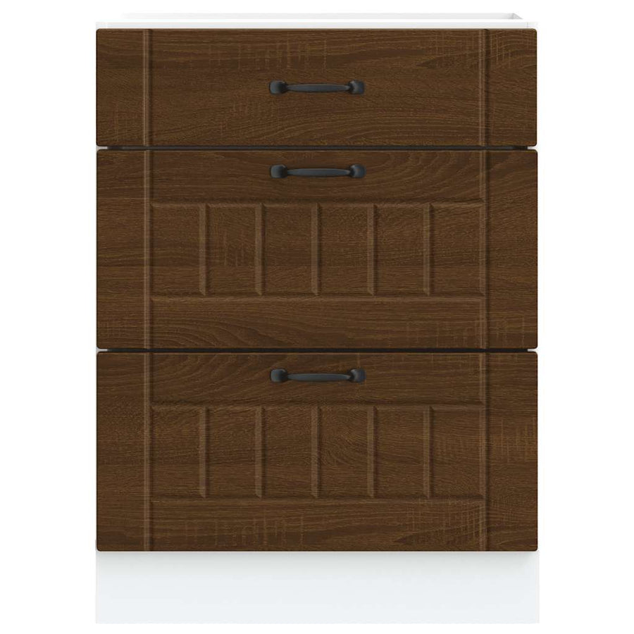 Keuken onderkast Lucca bewerkt hout bruin eikenkleur