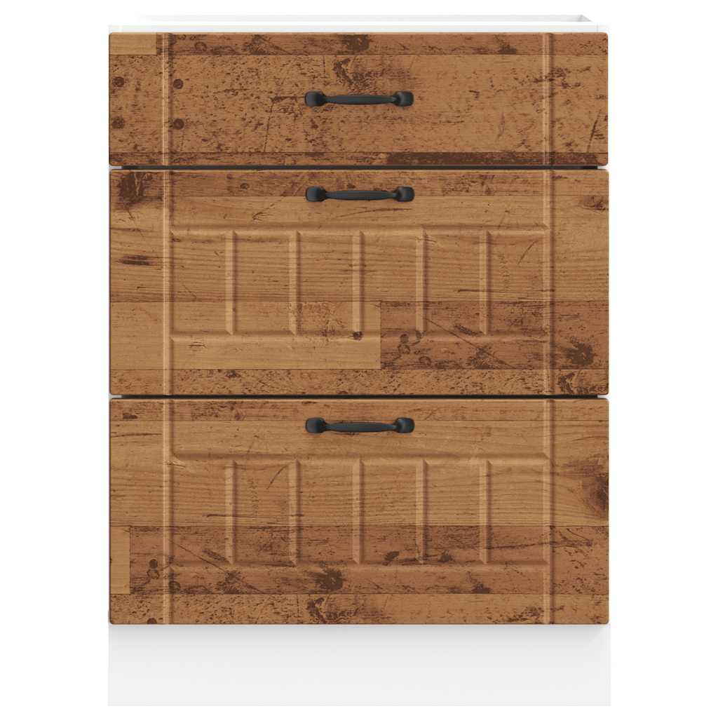 Keuken onderkast Lucca bewerkt hout oud houtkleurig