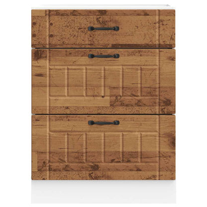 Keuken onderkast Lucca bewerkt hout oud houtkleurig
