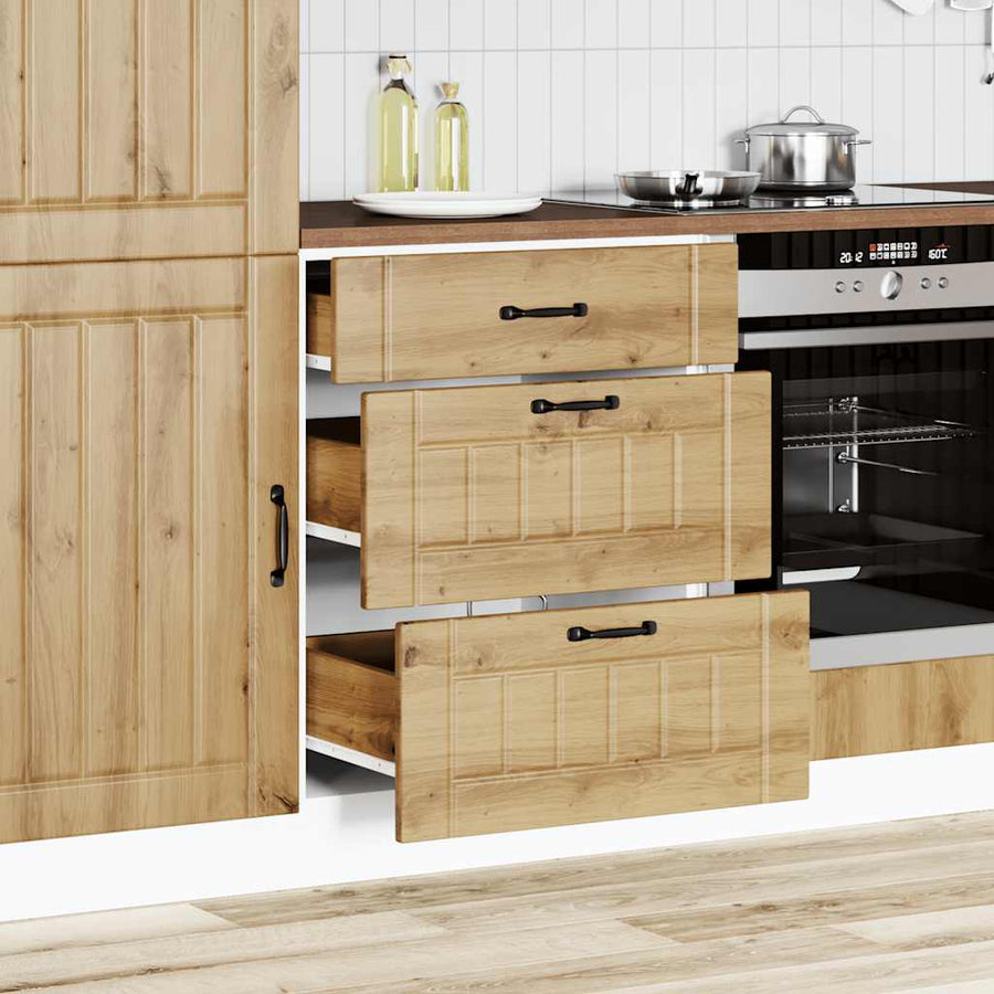 Keuken onderkast Lucca bewerkt hout artisanaal eikenkleur