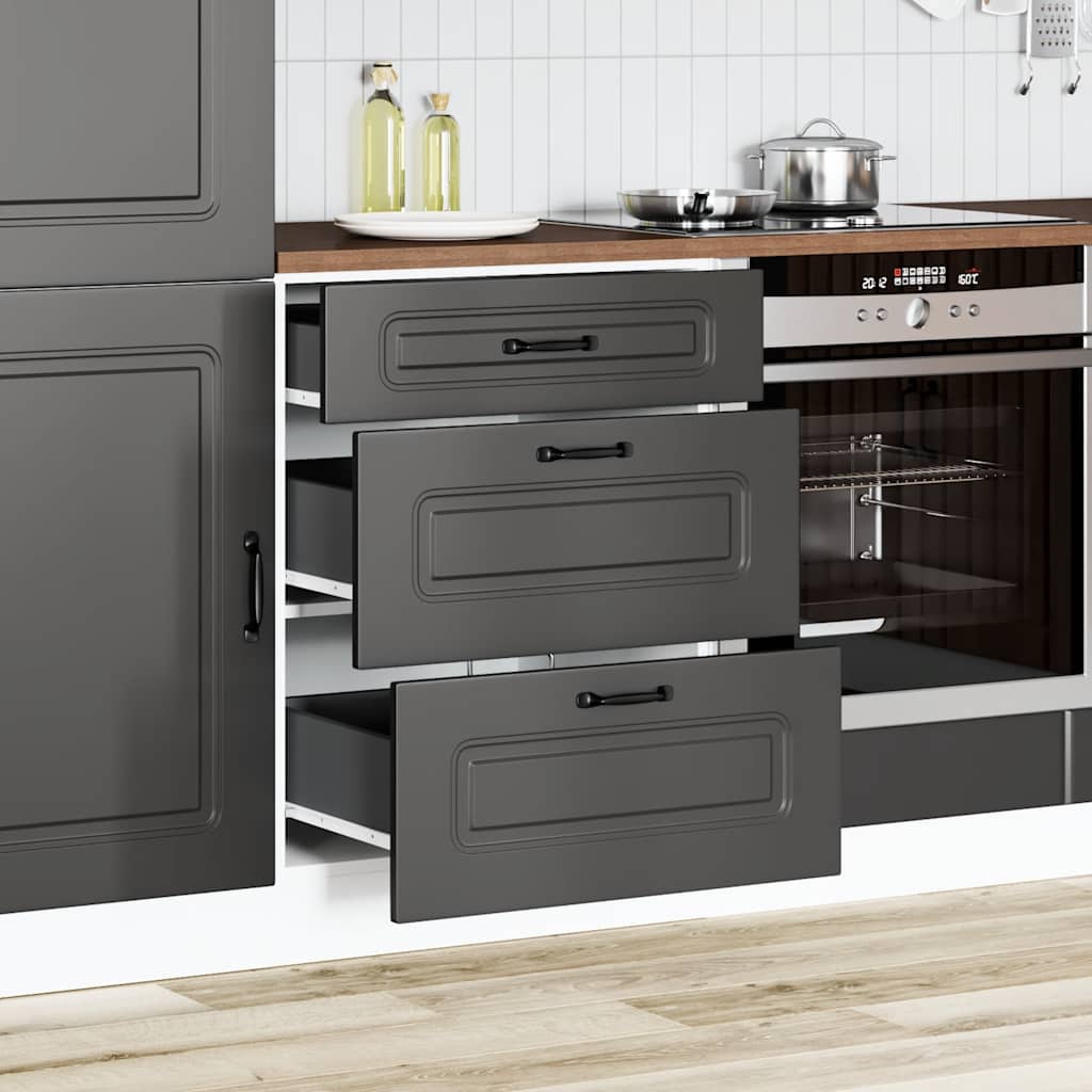 Keuken onderkast Kalmar bewerkt hout zwart