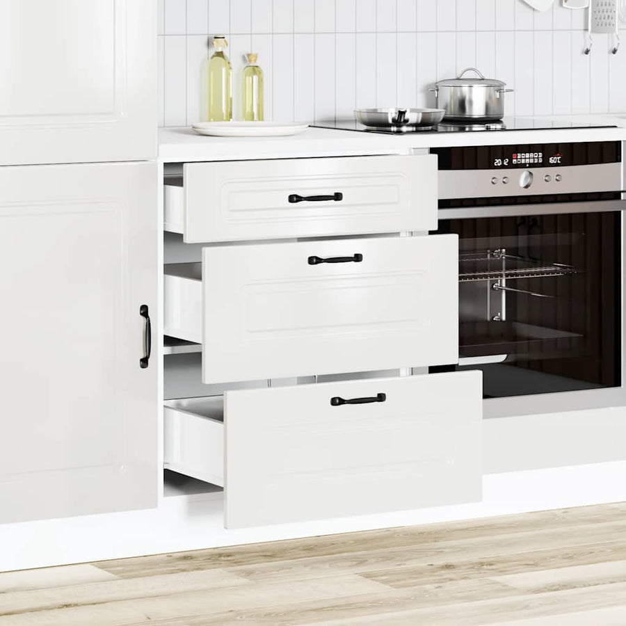 Keuken onderkast Kalmar bewerkt hout hoogglans wit