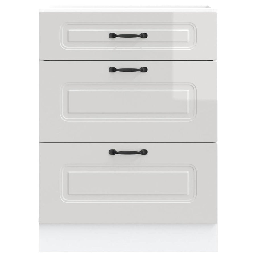 Keuken onderkast Kalmar bewerkt hout hoogglans wit