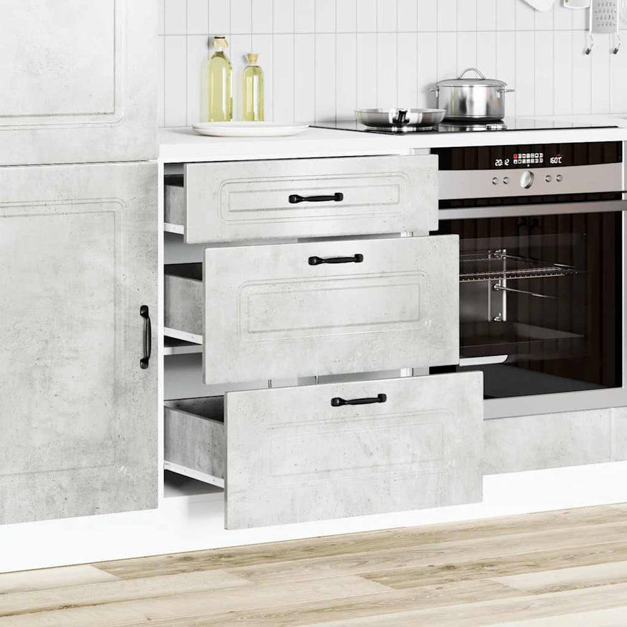 Keuken onderkast Kalmar bewerkt hout betongrijs