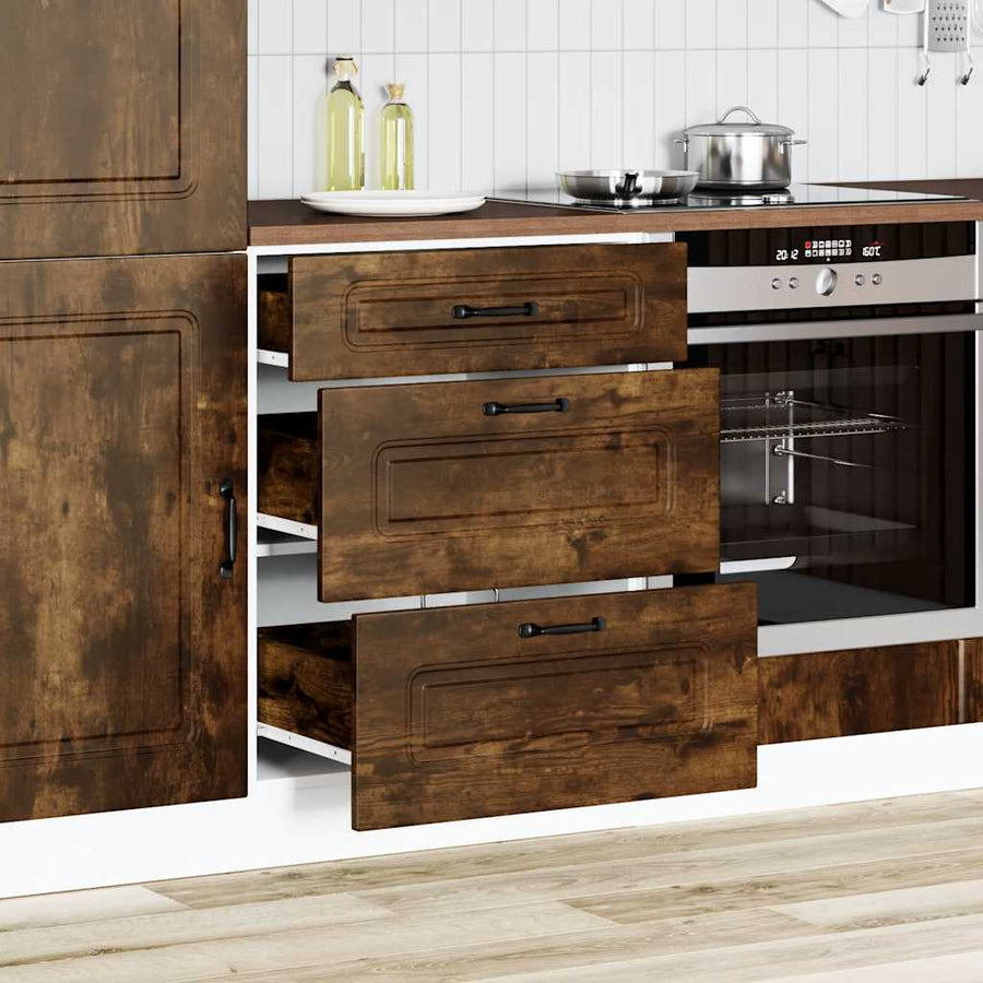 Keuken onderkast Kalmar bewerkt hout gerookt eikenkleurig