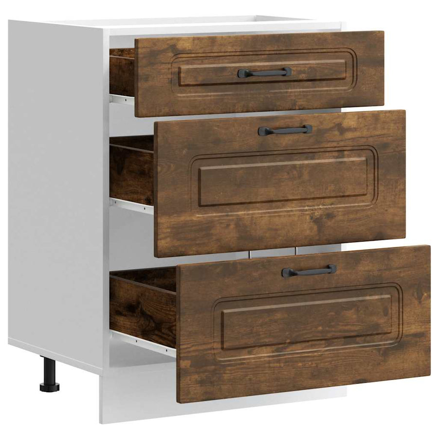 Keuken onderkast Kalmar bewerkt hout gerookt eikenkleurig