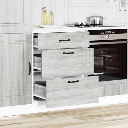 Keuken onderkast Kalmar bewerkt hout grijs sonoma eiken