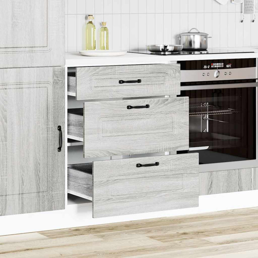Keuken onderkast Kalmar bewerkt hout grijs sonoma eiken