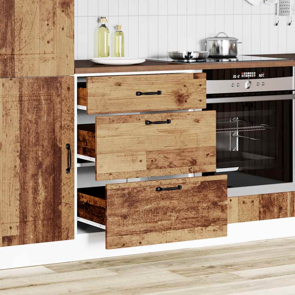 Keuken onderkast Kalmar bewerkt hout oud houtkleurig