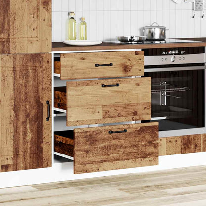 Keuken onderkast Kalmar bewerkt hout oud houtkleurig