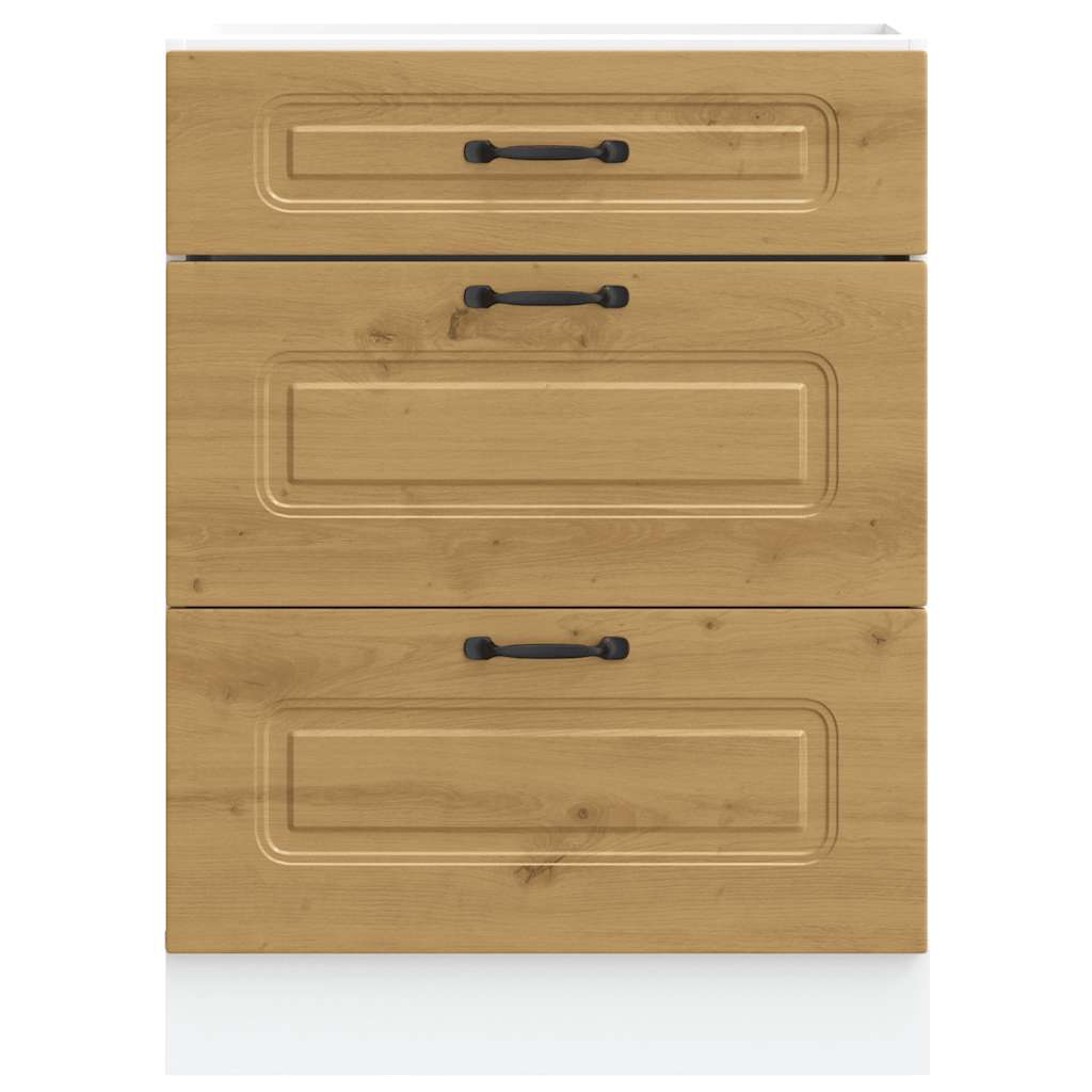 Keuken onderkast Kalmar bewerkt hout artisanaal eikenkleur