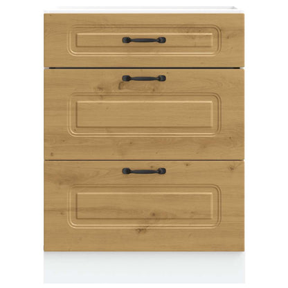 Keuken onderkast Kalmar bewerkt hout artisanaal eikenkleur