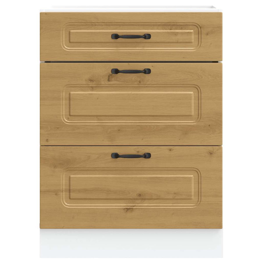 Keuken onderkast Kalmar bewerkt hout artisanaal eikenkleur