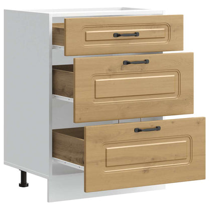 Keuken onderkast Kalmar bewerkt hout artisanaal eikenkleur