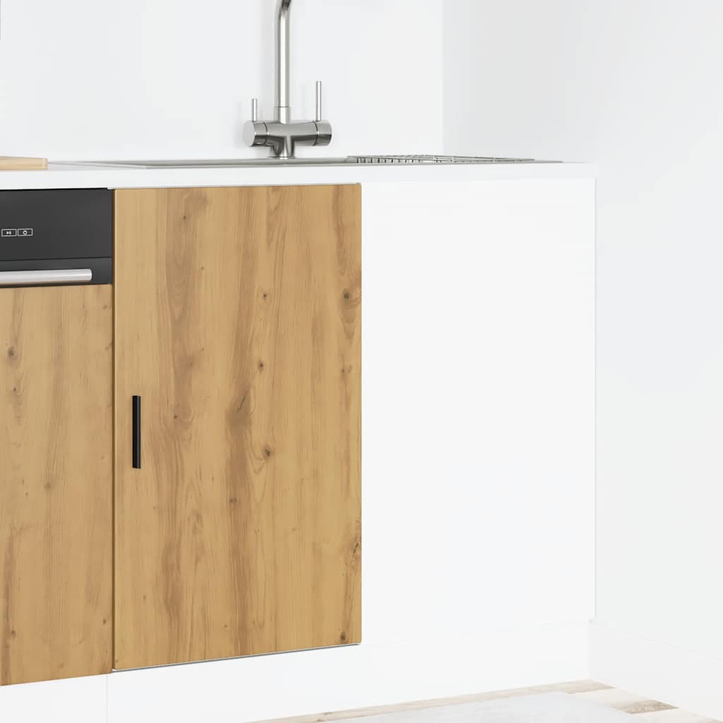 Spoelbakonderkast bewerkt hout artisanaal eikenkleur